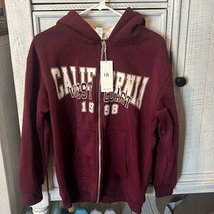 ZIP UP HOODIE JACKET WITH CALIFORNIA ACROSS THE FRONT